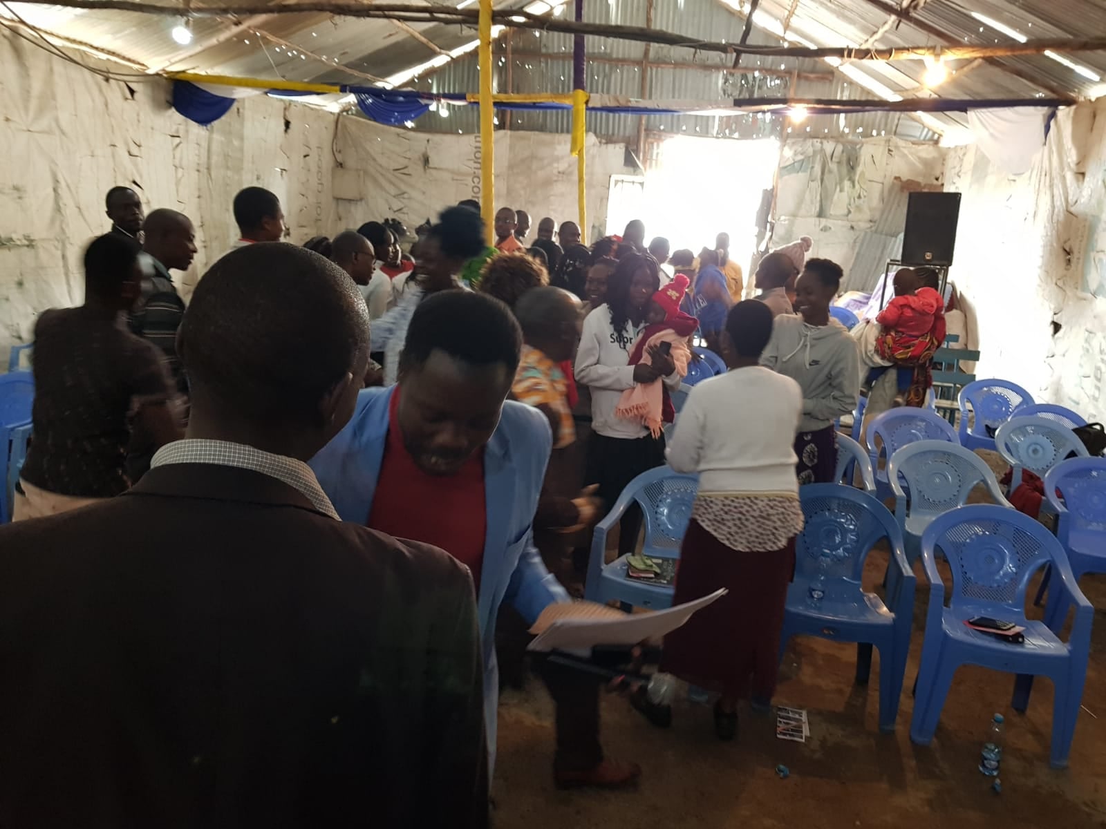 Teaching in a tent church, 2023.