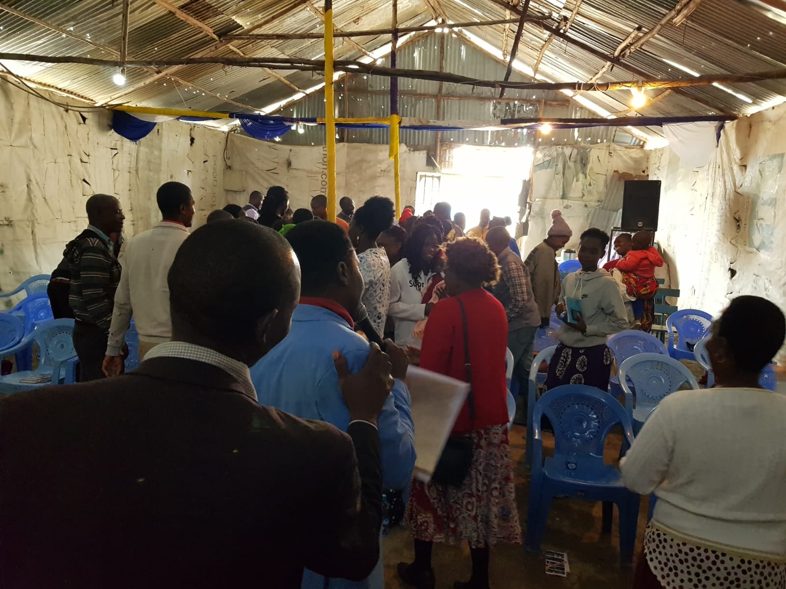 Worship in a tent church, 2023.
