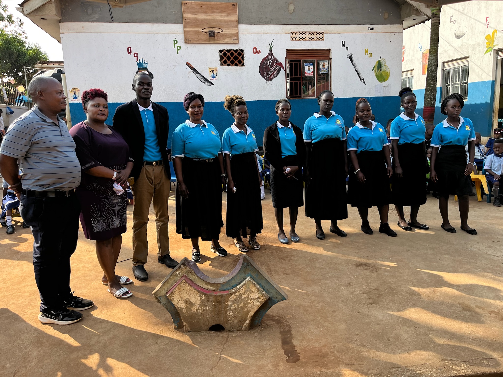 Large outdoor assembly at Grace Junior School, 2024.