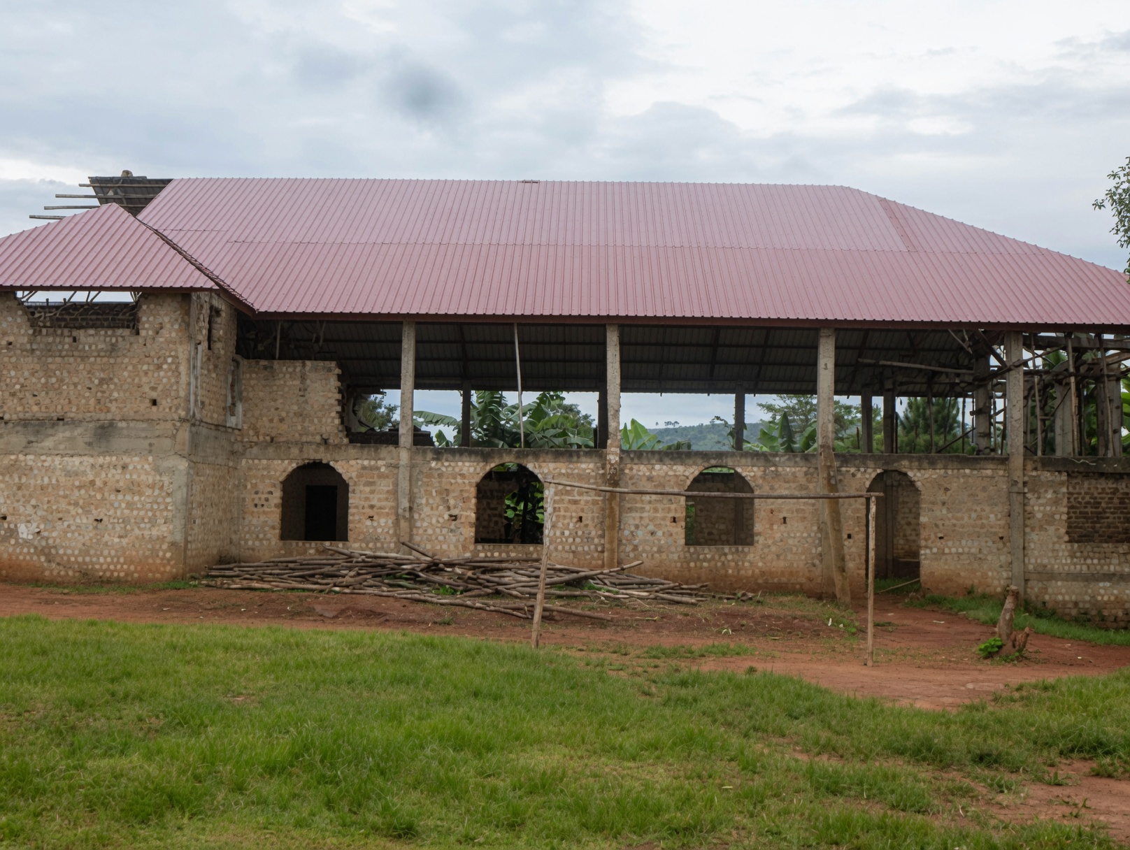 Building with red roof complete, November 2013.