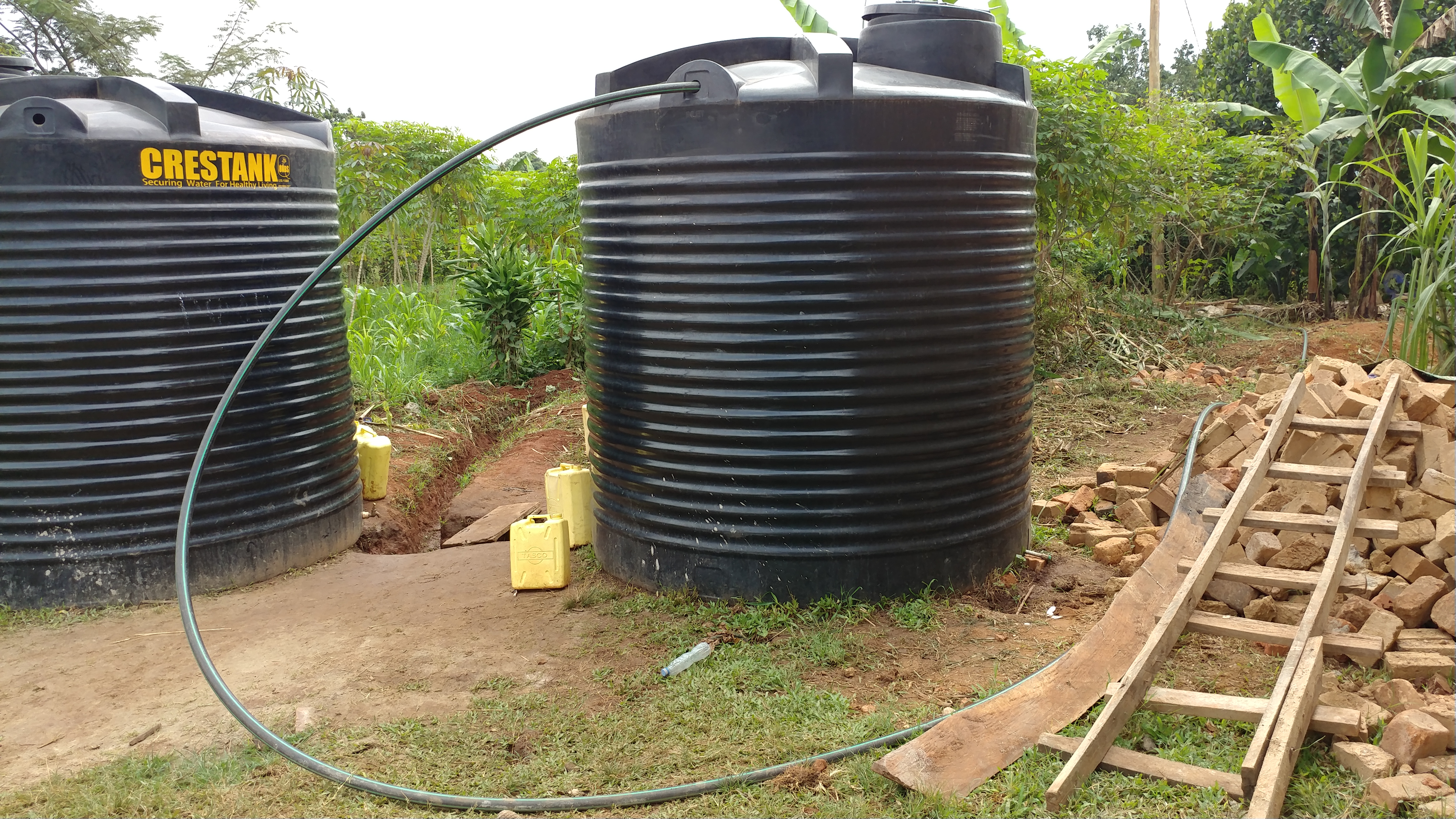 Two large water tanks at Zion Community Center, 2017.